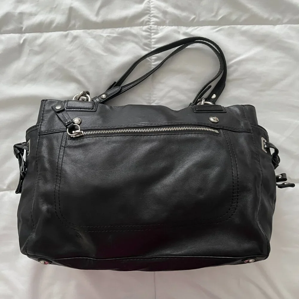 Coach Peyton Large Black Leather Shoulder Bag 14510 - Picture 4 of 14